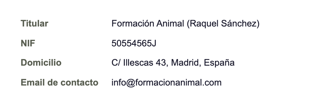 Datos identificativos del titular